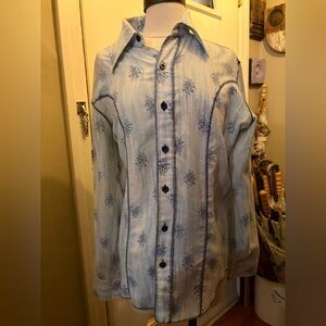 JCPenney Vintage Light Blue Floral Button-Down Shirt